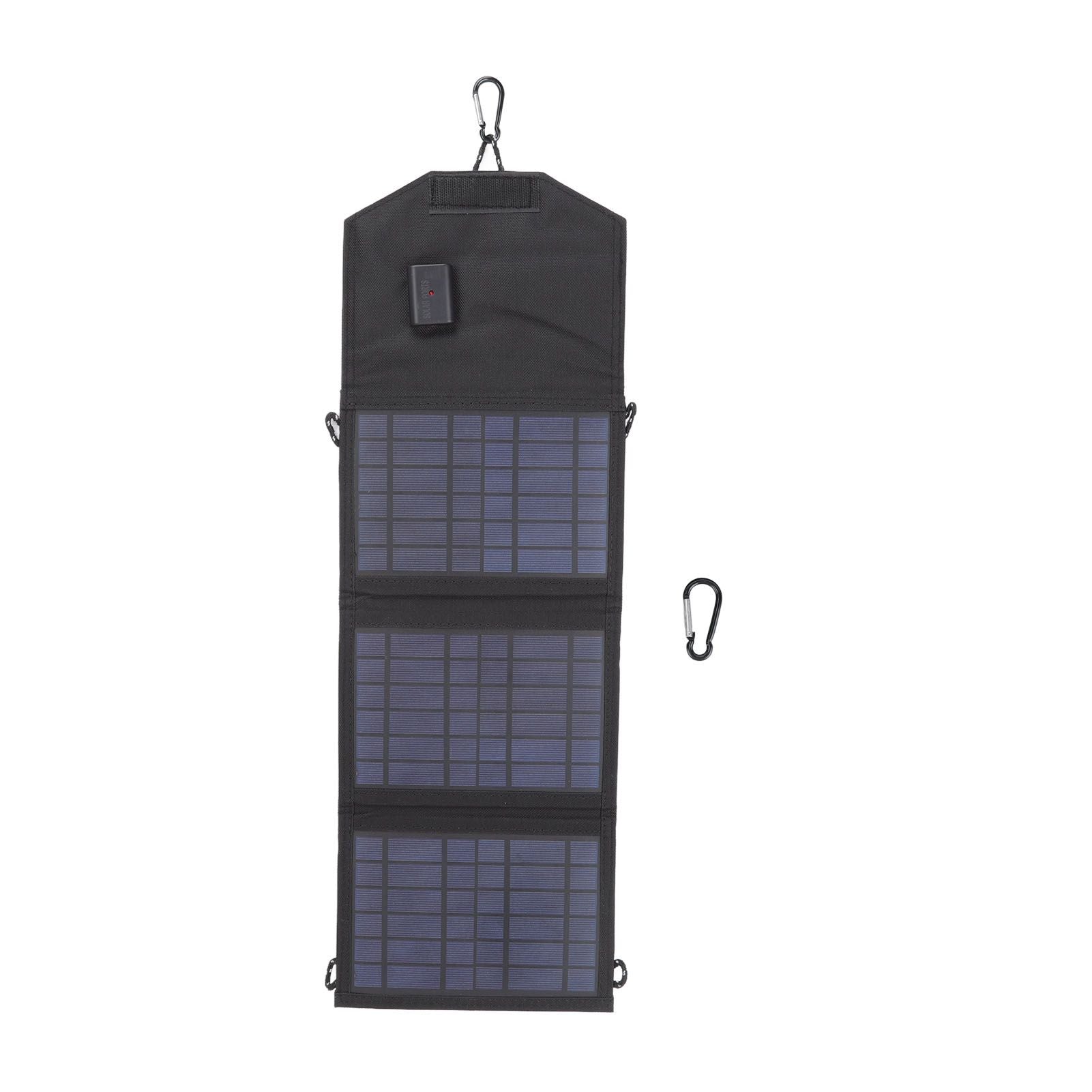 Solar Charger Portable Foldable Polysilicon Solar Power Bank with Hooks for Camping 10.5W 5V