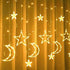 Star Moon Curtain String Lights LED Lamp Add Romantic Ambience Window Curtain Lights for Bedroom Living Room Shop Warm White