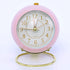 European Style Metal Clock Ingenious Mute Round Children Electronic Quartz Alarm Clock for Living Room Bedroom Pink