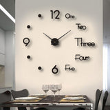 Night Light Wall Clock Frameless Decorative Luminous Silent Clock for Living Room Bedroom Black Medium 90cm/35.43in