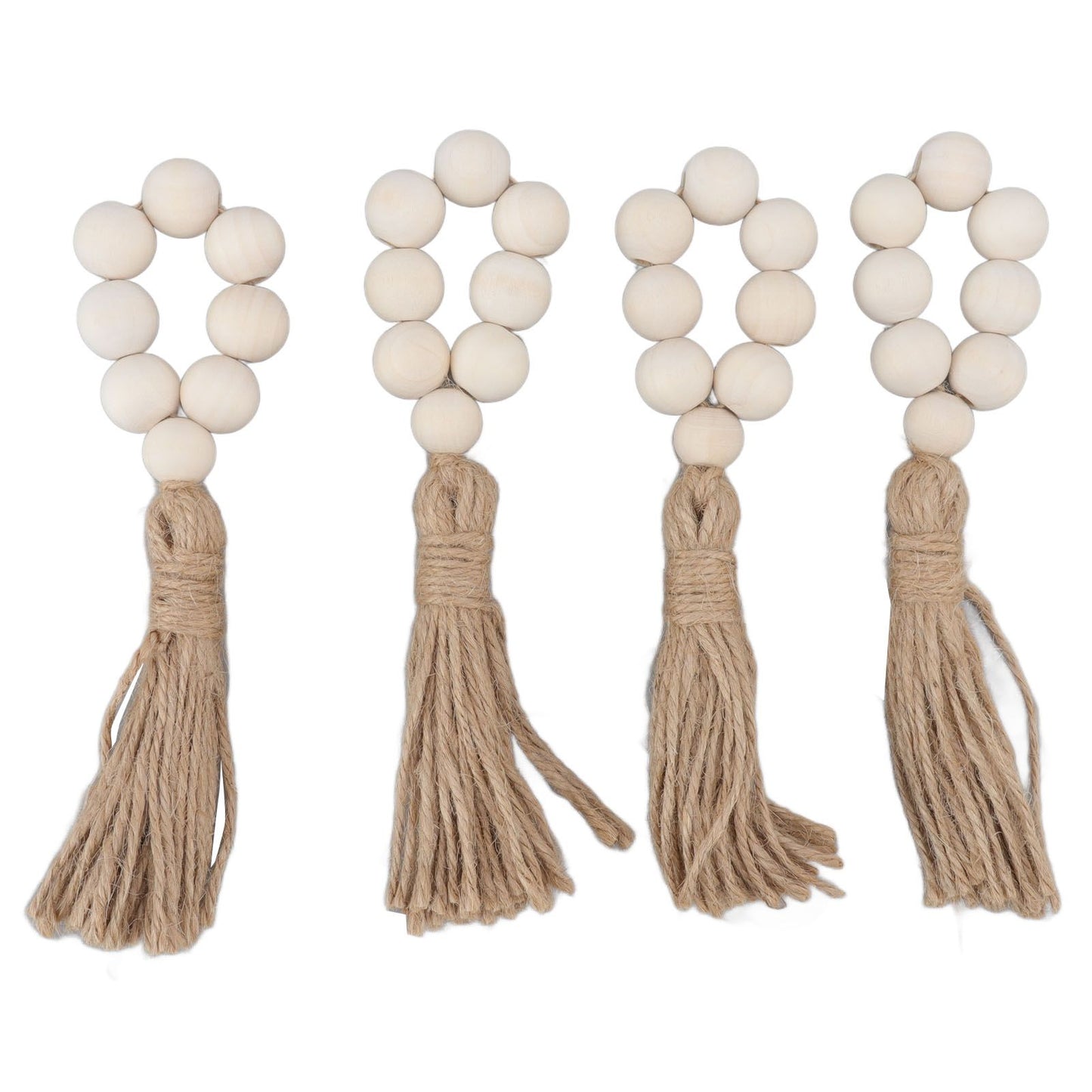 Napkin Ring Decorative Elegant Wood Beads Table Napkin Holder with Tassels for Party Wedding Home 4pcs
