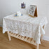 Lace Tablecloth Hollow Pattern Soft Comfortable Simple Lace Decorative Background Cloth for Home Cafe White Lace 90x90cm