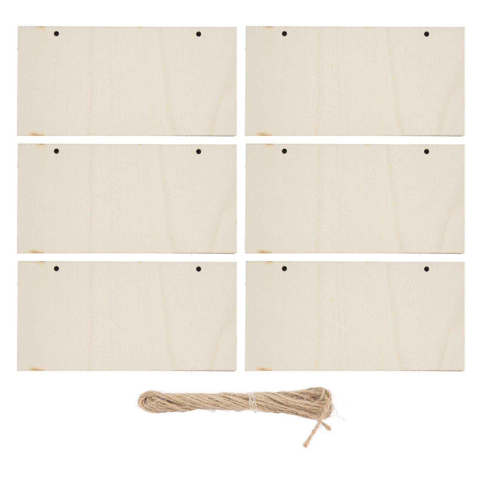 6pcs Blank Wooden Plaque Rectangle Decorative DIY Unfinished Wood Sign with Holes for Coffee Shop