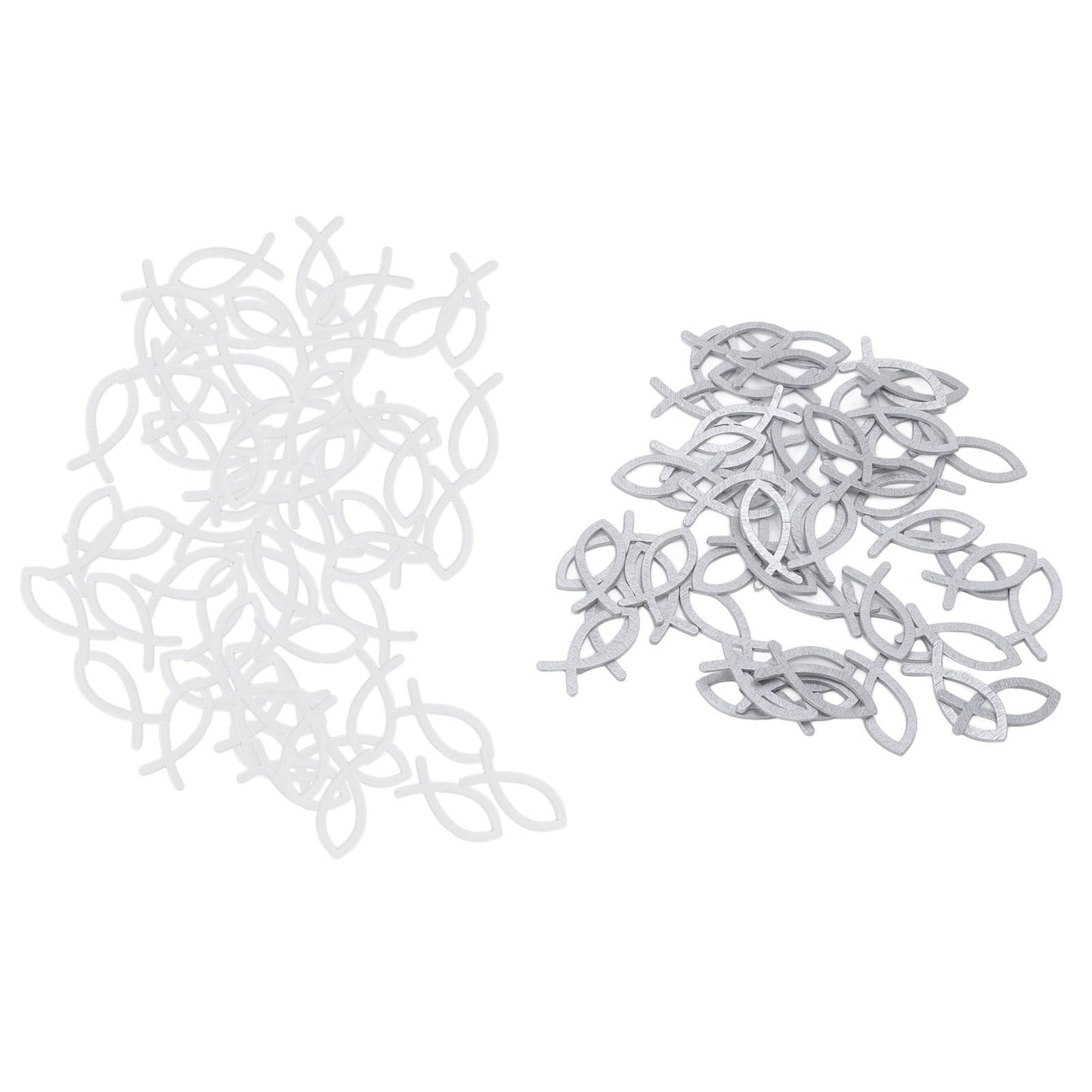 2 Packs Wooden Fish Decoration Good Decoration White Silver Fish Confetti for Christening Decoration Communion