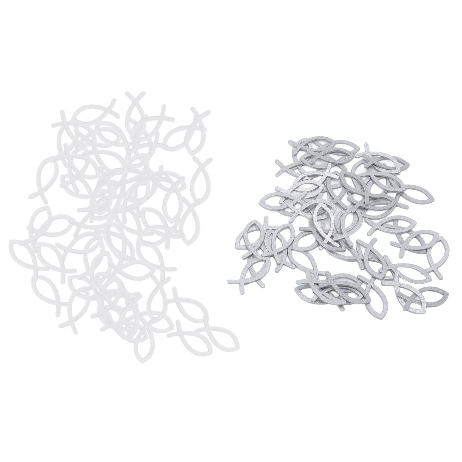 2 Packs Wooden Fish Decoration Good Decoration White Silver Fish Confetti for Christening Decoration Communion