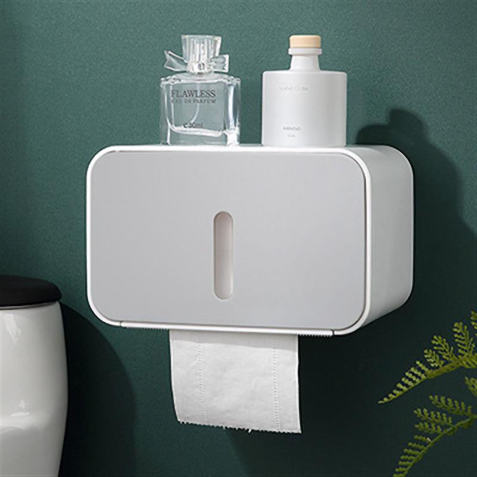 Wall Mounted Toilet Paper Holder PS ABS Waterproof Roll Paper Tissue Storage Box Bathroom Accessories Gray