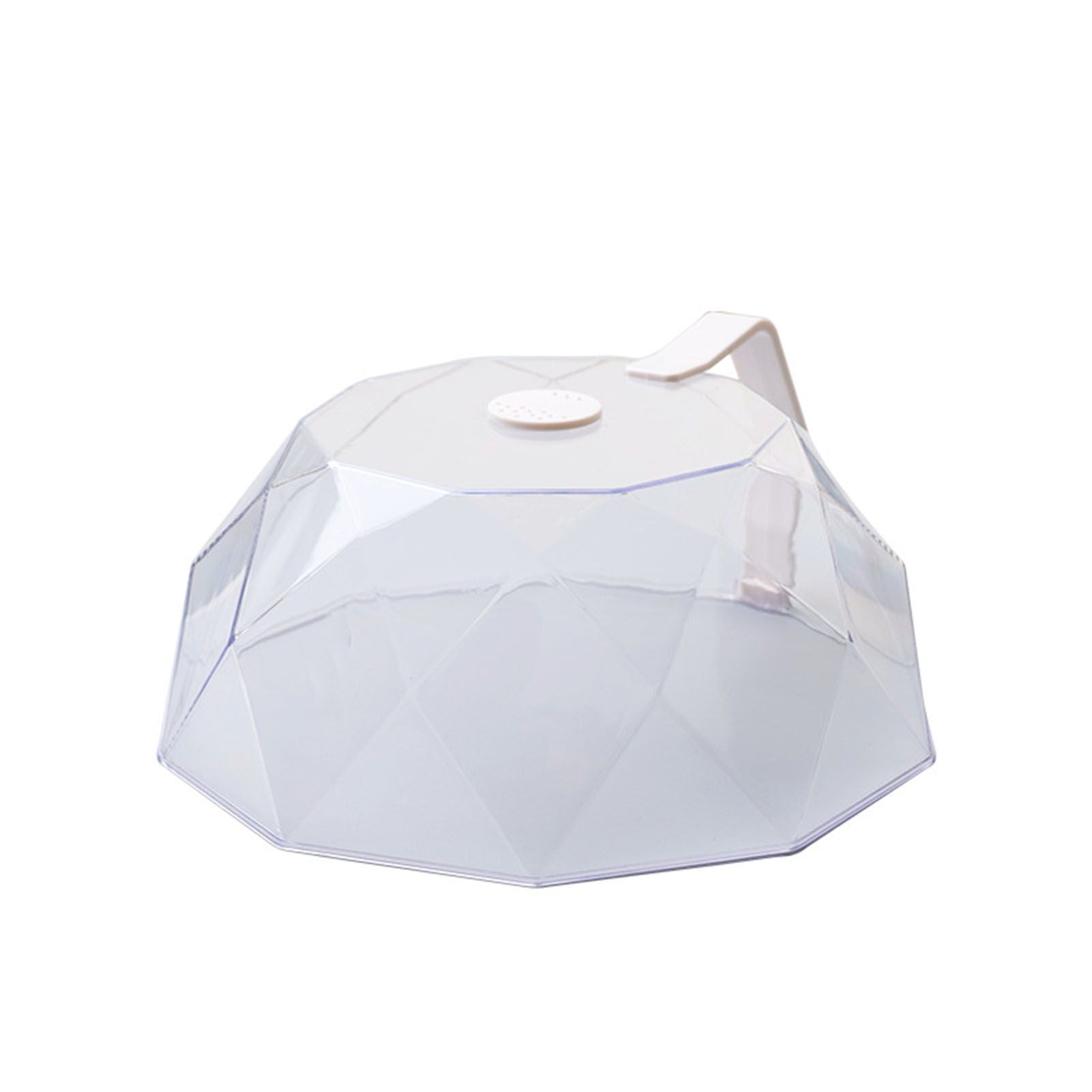 Geometric Microwave Splatter Cover Food Plate Lid with Steam Vents Handle Dustproof for Tray Pan Bowl White
