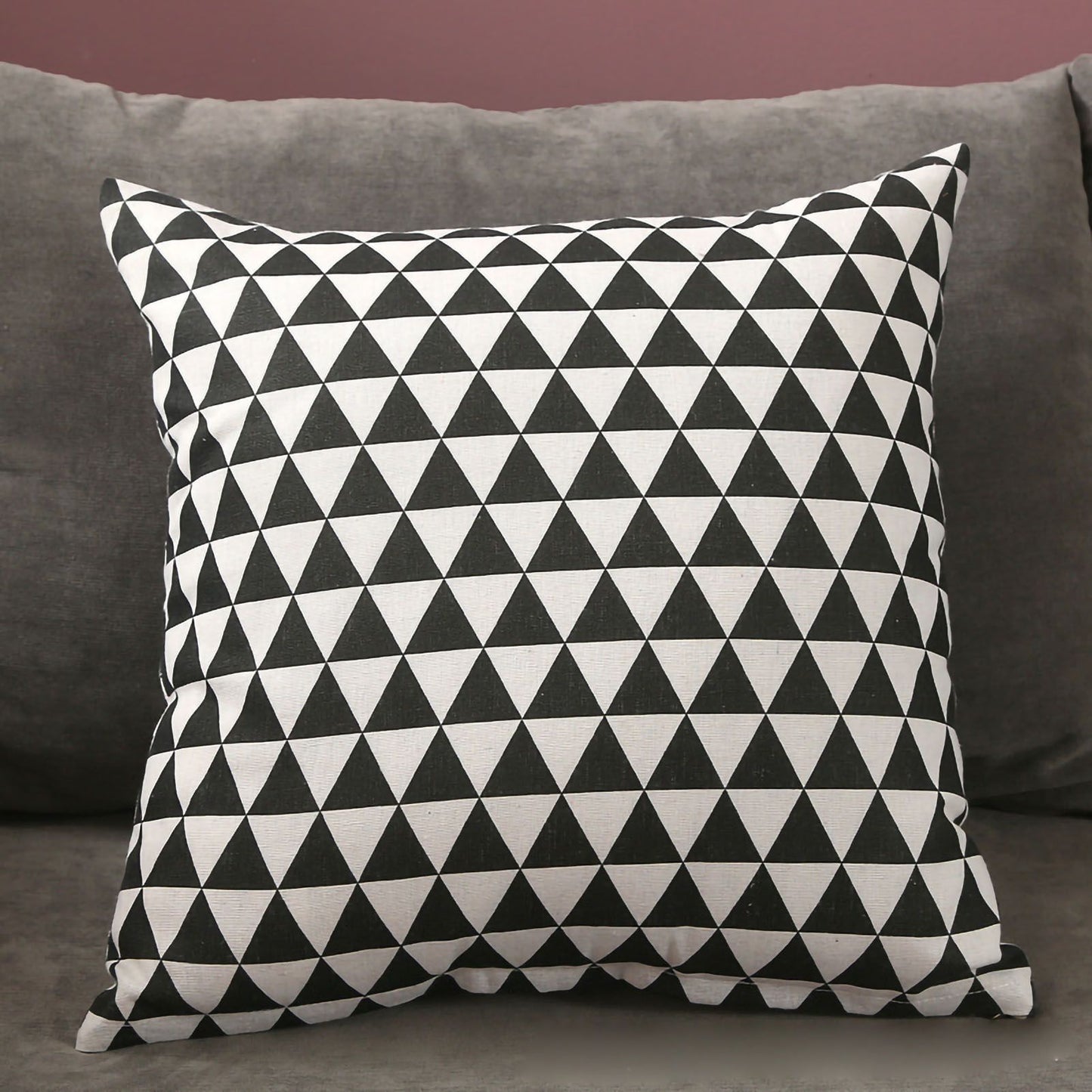 Home Pillow Case Sofa Cushion Accessories Linen Nordic Style Daily Use Home Textiles Black Triangle 45x45