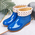 Womens Rain Boots Fashion Antiskid Short Rain Boot Round Head Radian PVC Plastic Rain Boots Blue Padded 38