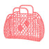 Hollow Storage Basket Plastic Reusable Portable Foldable Bag for Beach Home Bedside Shopping Toys Clothes Red 250x110x220mm/9.84x4.33x8.66in