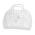 Hollow Storage Basket Plastic Reusable Portable Foldable Bag for Beach Home Bedside Shopping Toys Clothes White 250x110x220mm/9.84x4.33x8.66in