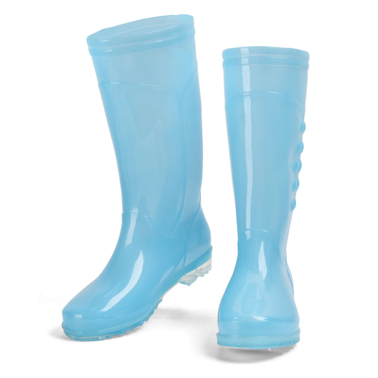 Tall Rain Boots Non Slip Waterproof Rain Shoes PVC Transparent Rain Footwear with Plush Cotton Coverfor Women Adults Blue 38
