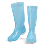 Tall Rain Boots Non Slip Waterproof Rain Shoes PVC Transparent Rain Footwear with Plush Cotton Coverfor Women Adults Blue 39