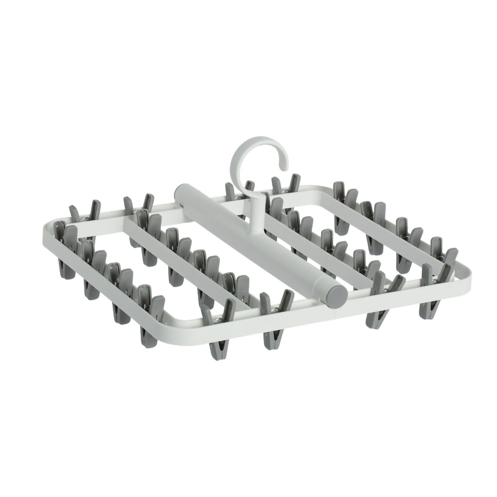 Drying Rack Foldable Matrix Hanging Point 24 Clips Household Drying Rack for Socks Underwear Panties White Grey