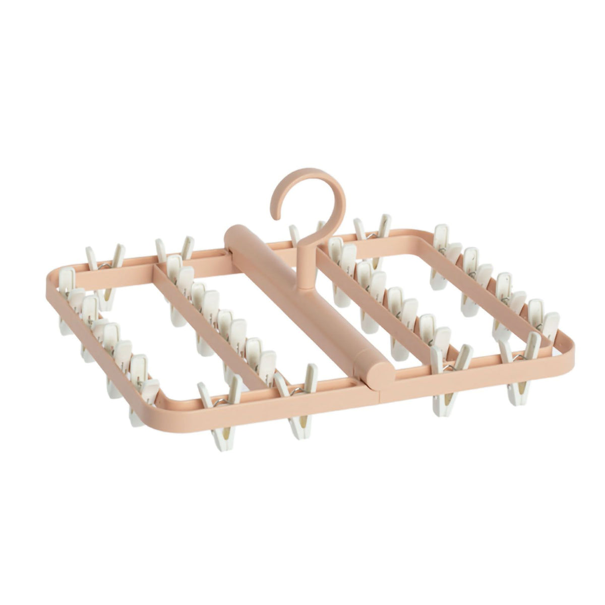 Drying Rack Foldable Matrix Hanging Point 24 Clips Household Drying Rack for Socks Underwear Panties Pink