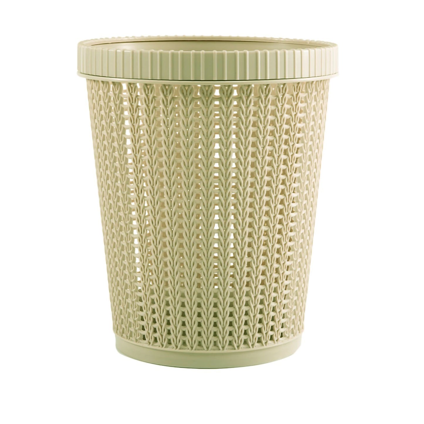 Pulling Bag Trash Can Imitation Rattan Round Plastic Garbage Bin Home Coverless Trash Storage Basket Green L
