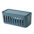 Power Strip Storage Box Hollow Heat Dissipation Simple 6 Charging Hole Cord Cable Container for Home Dark Blue