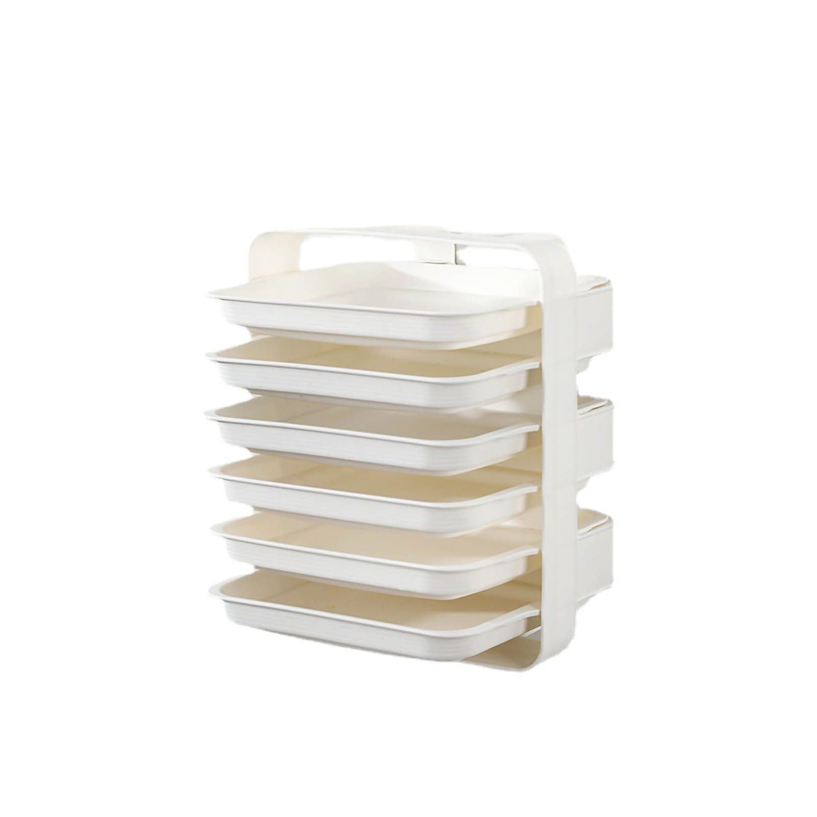 Side Dish Stacking Storage Multilayer Food Sorting Tray Kitchen Multi Function Fruit Vegetable Preparation Plate Wall Mounted 6 Layers White