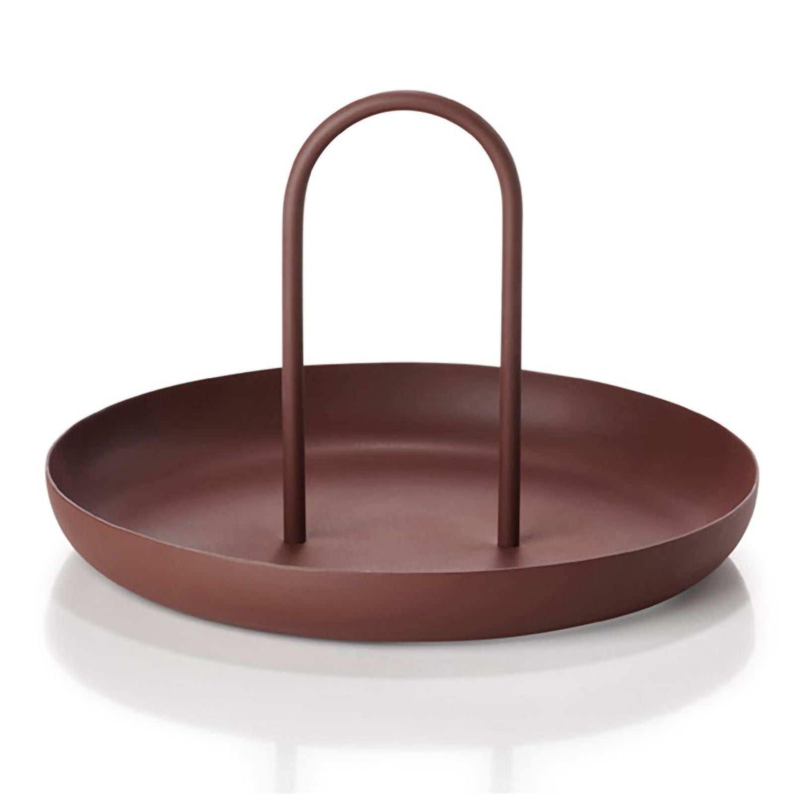Serving Tray Metal Round Portable Table Top Storage Tray Simple Modern Style with Handle Red