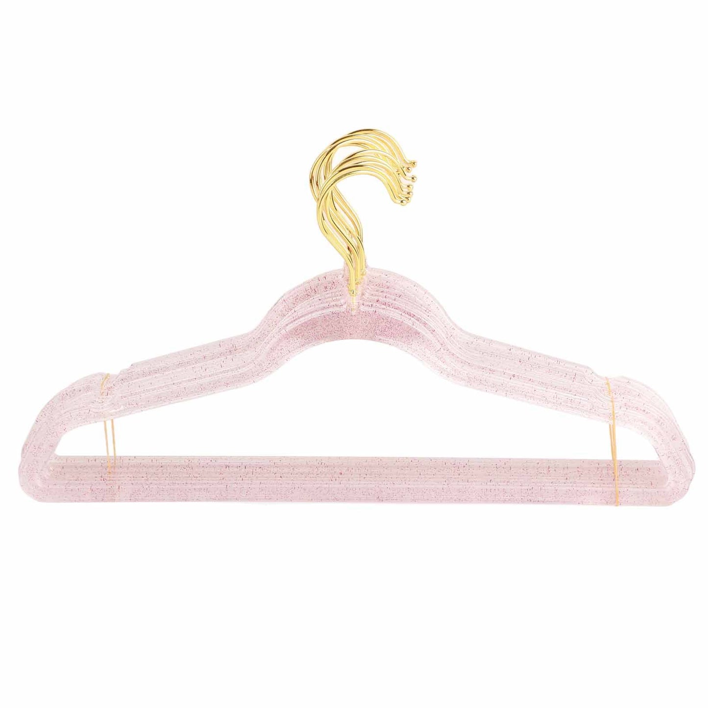 10Pcs Clothes Hangers Plastic 40cm Glitter Transparent Crystal Seamless Clothes Racks for Closet Wardrobe Red Glitter