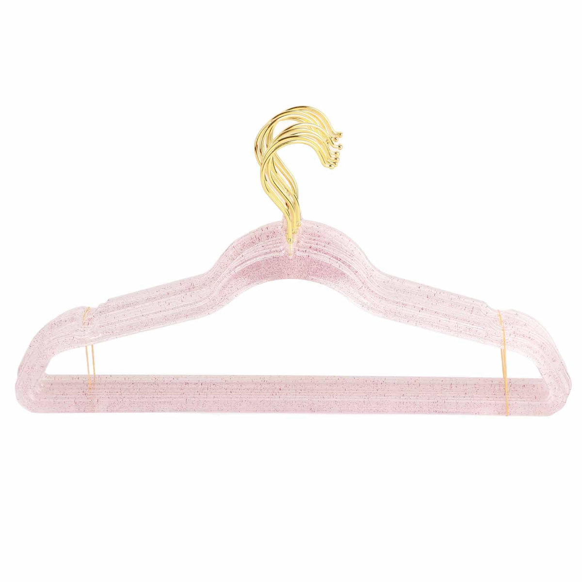 10Pcs Clothes Hangers Plastic 40cm Glitter Transparent Crystal Seamless Clothes Racks for Closet Wardrobe Red Glitter