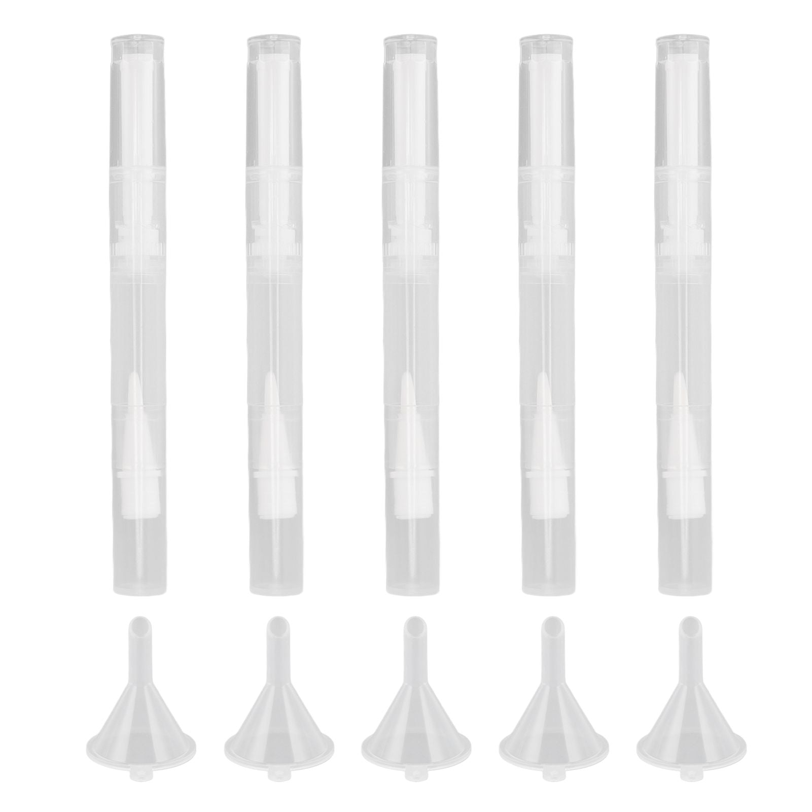 5 Set Empty Nail Oil Pen Transparent Plastic Tube Nylon Fiber Brush Cuticle Oil Pen for Travel