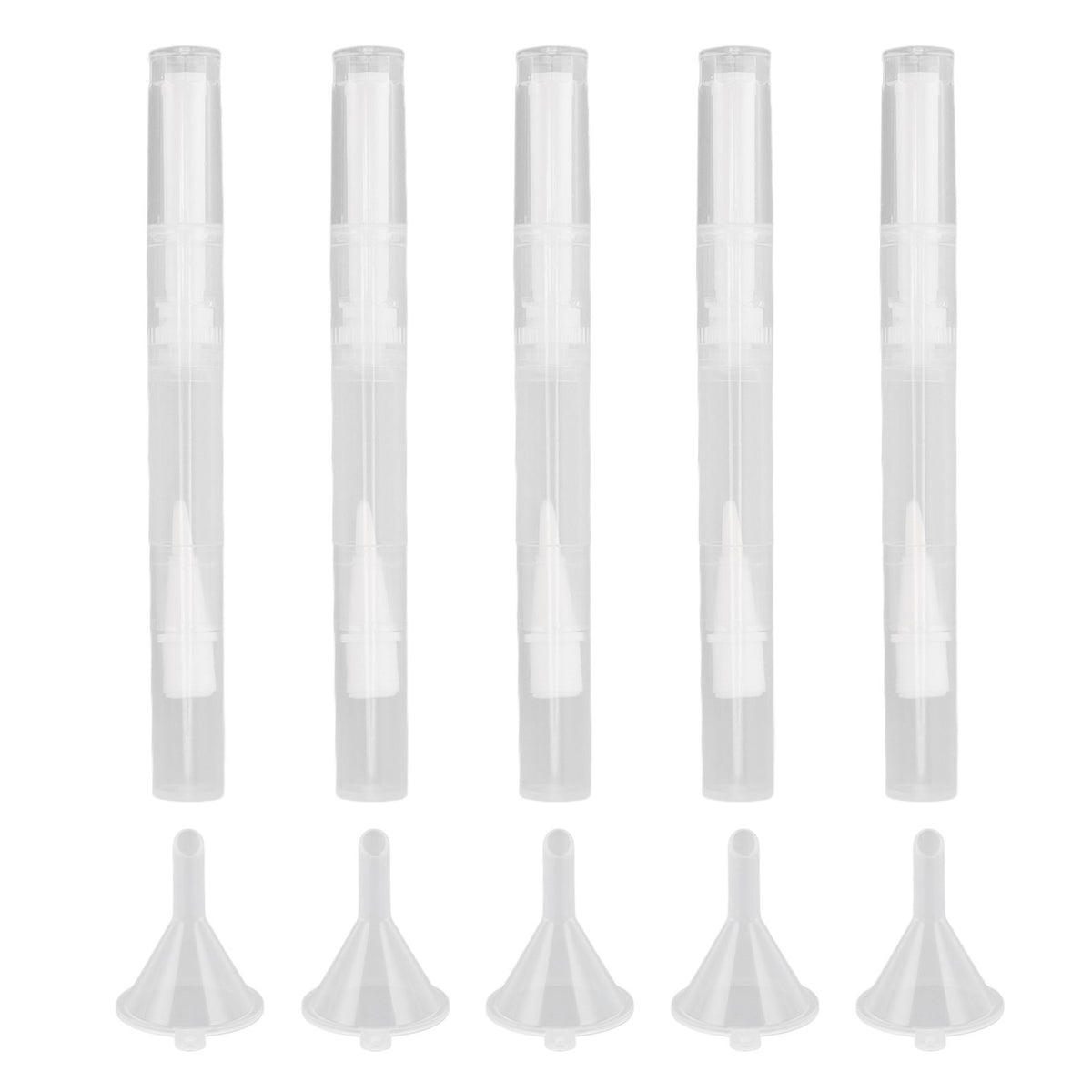 5 Set Empty Nail Oil Pen Transparent Plastic Tube Nylon Fiber Brush Cuticle Oil Pen for Travel