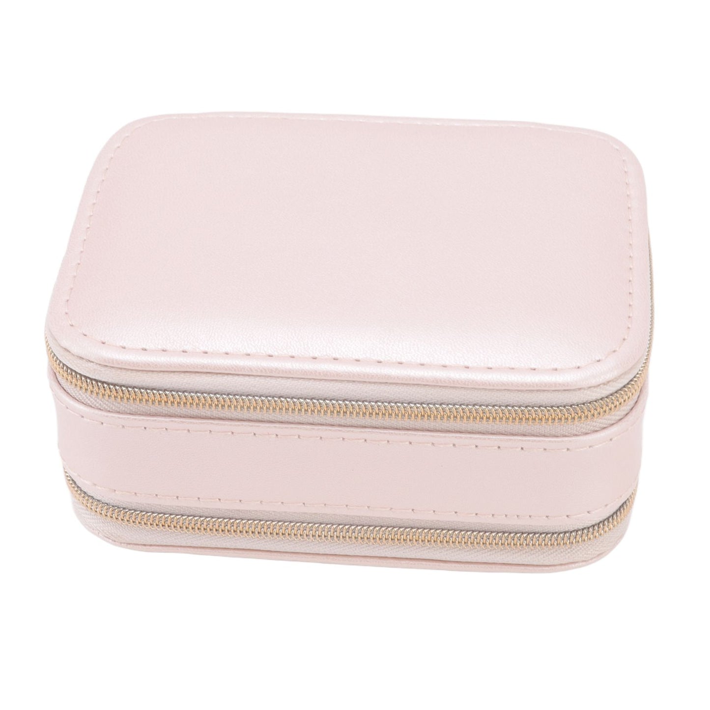Jewelry Case Double Layer Portable Pink Necklace Hook Design Convenient Handle Travel Jewelry Box