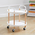 Cart Storage Rack Plastic Armrest Design Corrosion Resistant Rolling Storage Cart for Home Living Room Office White 2 Layers