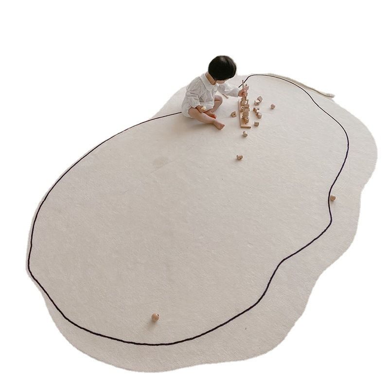 Carpet Simple Thickened Densified Odorless Machine Washable Area Rug for Living Room Irregular Shape Milky White 80x120cm/31.5x47.2in