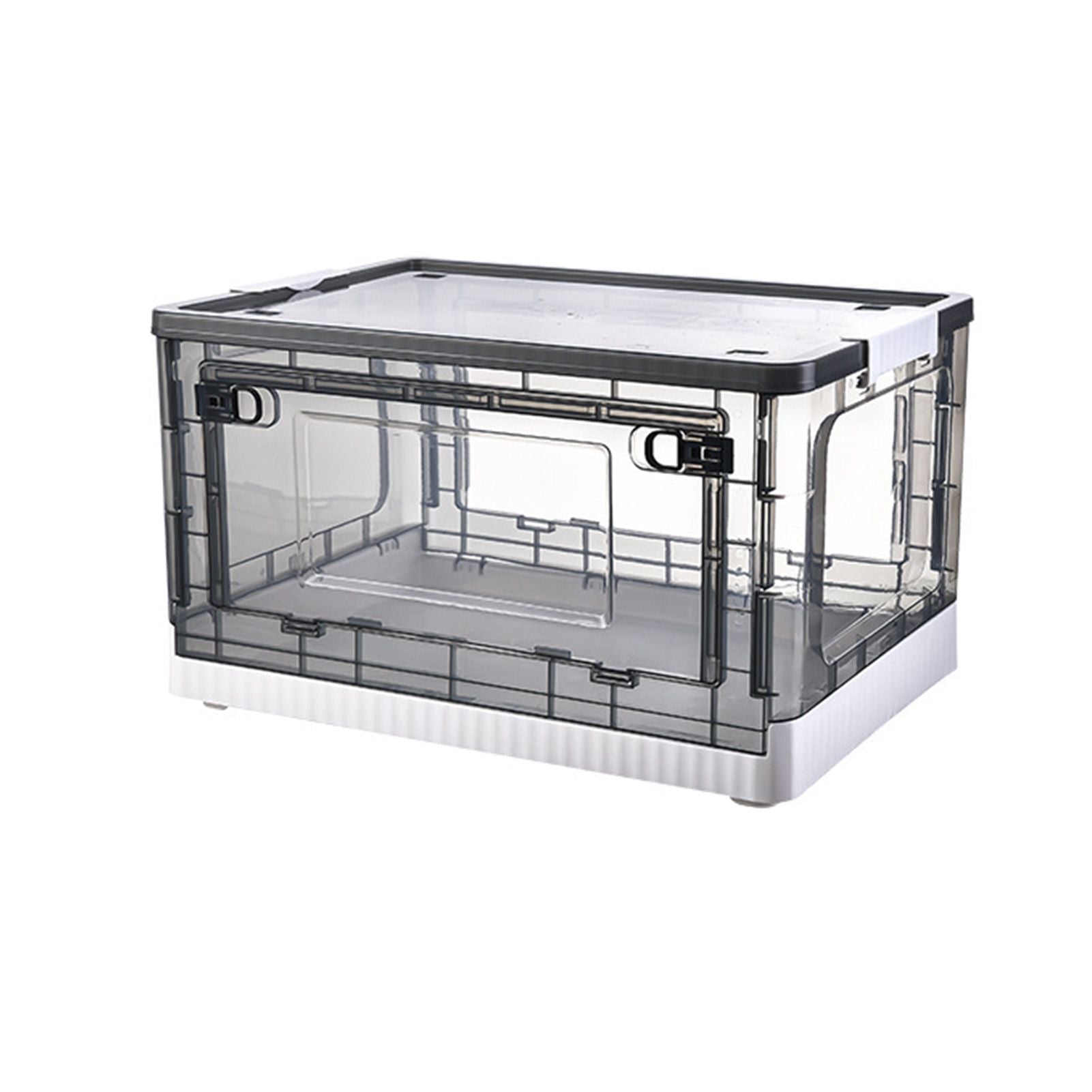 Storage Box Side Doors Clear Large Capacity Container with Wheel for Home Office Tea White 3 Door 27L