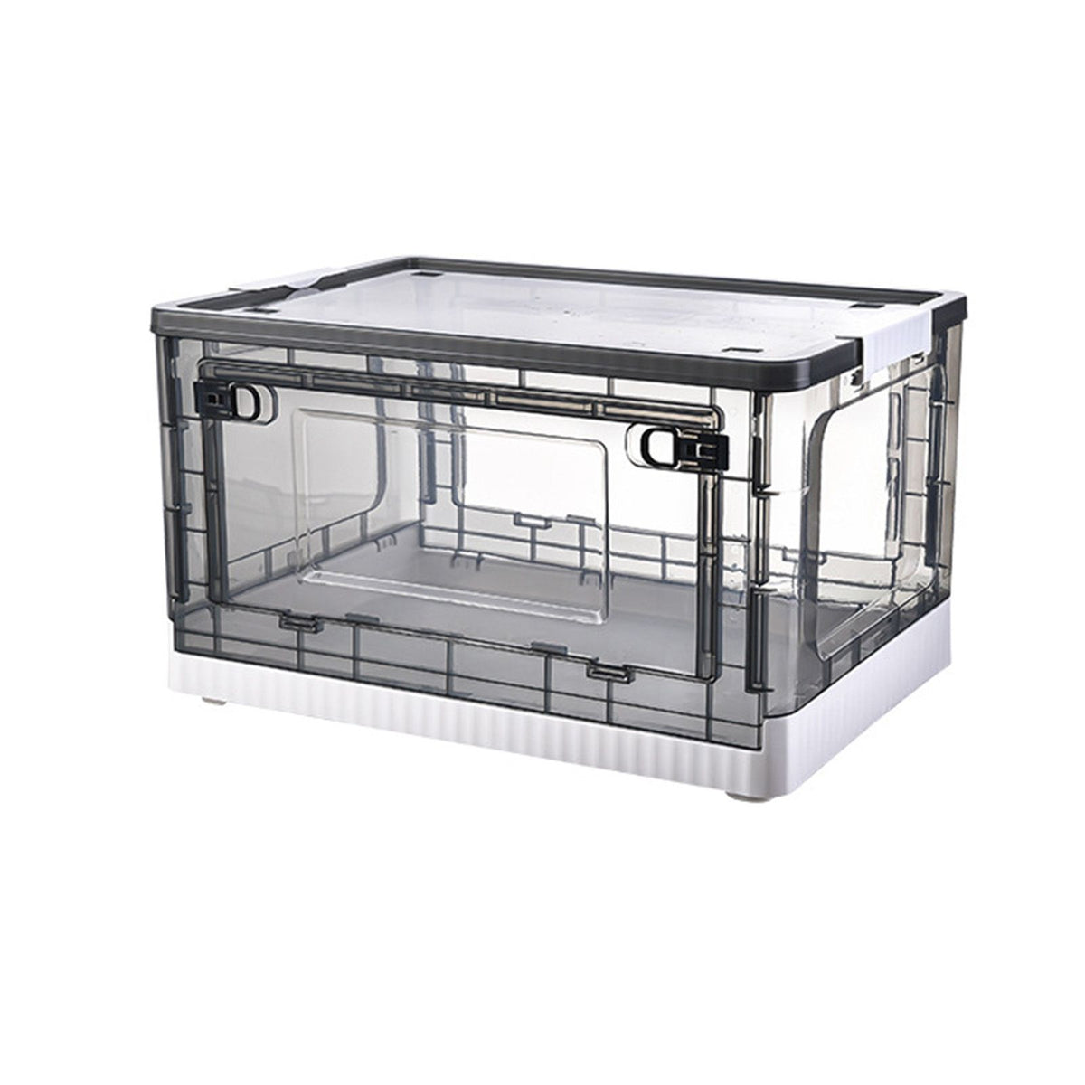 Storage Box Side Doors Clear Large Capacity Container with Wheel for Home Office Tea White 3 Door 27L