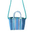 Woven Bag Colorful Plastic Strip Handle Small Cute Fashionable Square Bag for Summer Beach Sky Blue