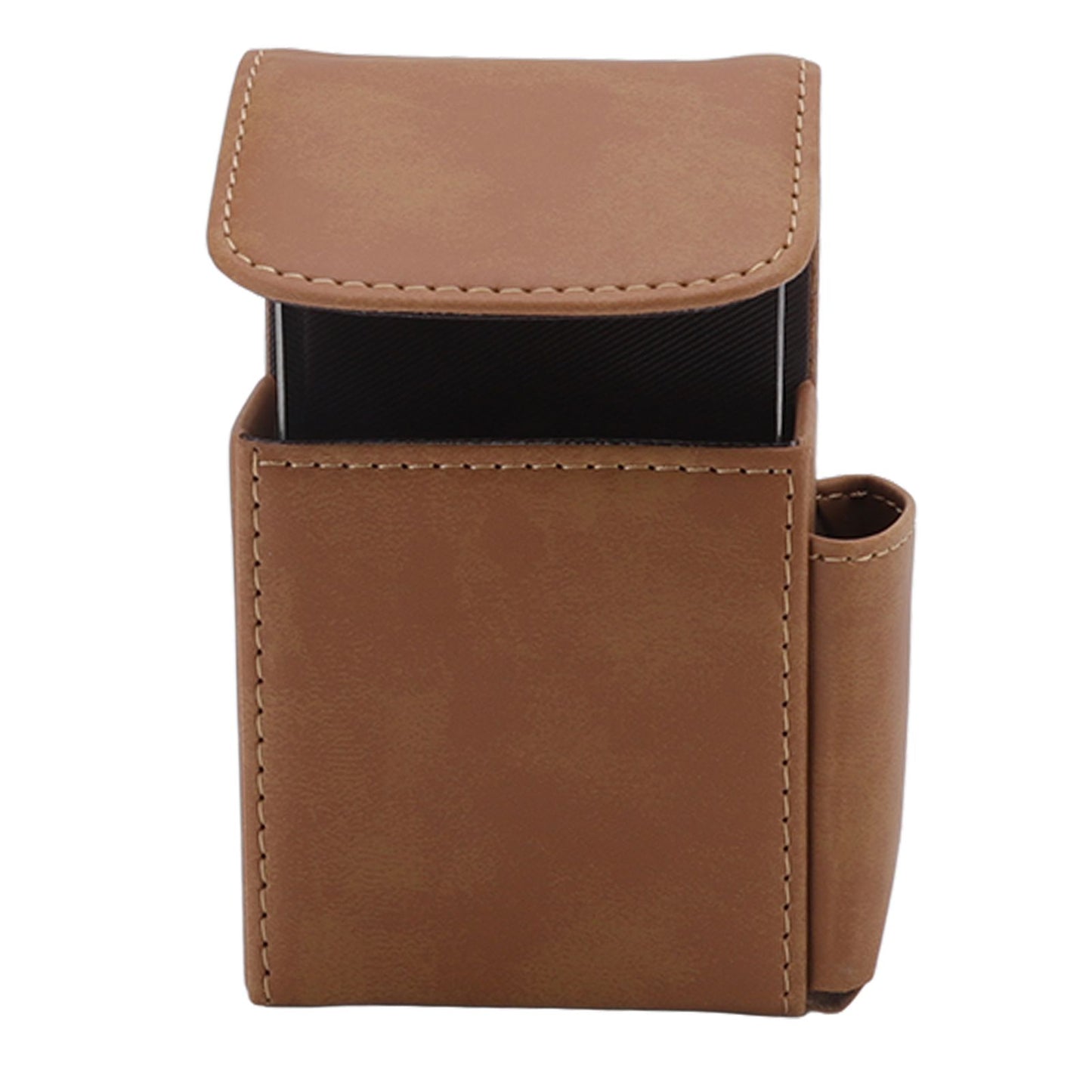 PU Cigarette Case with Lighter Holder 20 Packs Cigarette Box Wallet Design for Men Smoke Tools Brown