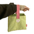 Bento Bag Heart Letter Embroidery Pattern Inner Pocket Storage Button Canvas Material Portable Lunch Box Bag Green