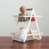 Storage Basket Iron Wood 2 Layers Detachable Fruit Vegetable Shelf Rack for Living Room Kitchen Desktop White