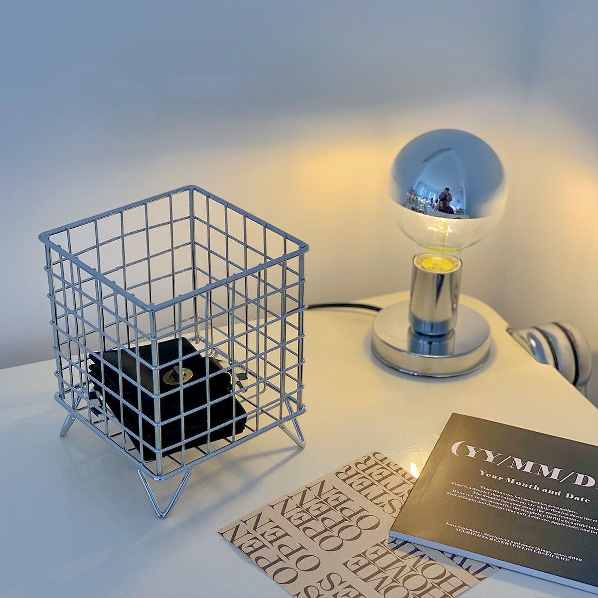 Storage Basket Stainless Steel Mesh Open Design Storage Container for Home Office Dorm Silver