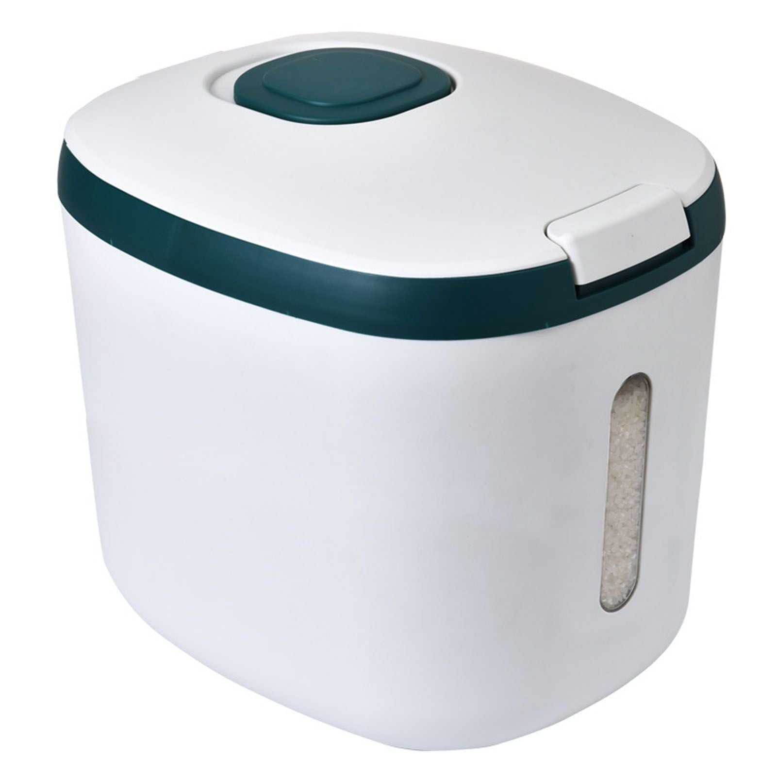 Rice Barrel Storage Box House Sealing Strong Bearing Plastic Flour Tank Can Kitchen Accessories Green 10KG