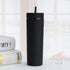 Straw Cup Colorful Plastic Simple Style Comfortable Hand Feeling Large Capacity Drinking Straw Bottle Black 16oz