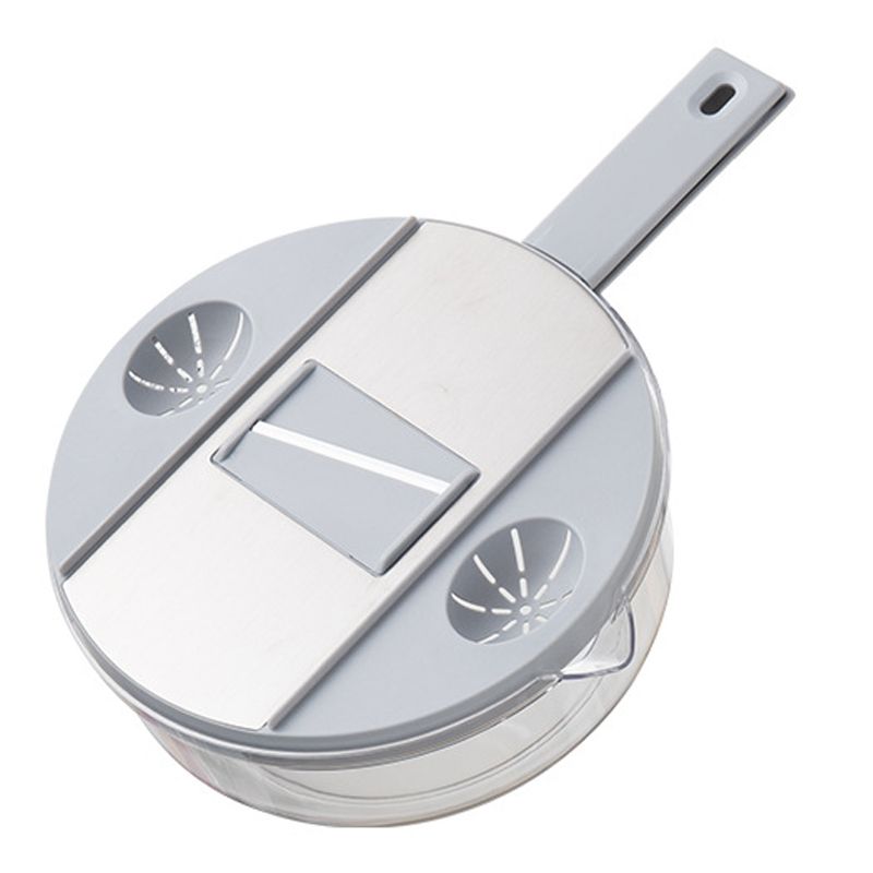 Multifunctional Vegetable Cutter Stainless Steel Household Manual Vegetable Chopper for Kitchen Round Galaxy Grey, (Send 6 Blades, Hand Protector, Storage Box)