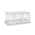 Seasoning Box Set Plastic Clear 3 Grids Large Capacity Condiment Box with Spoons for Kitchen Apricot