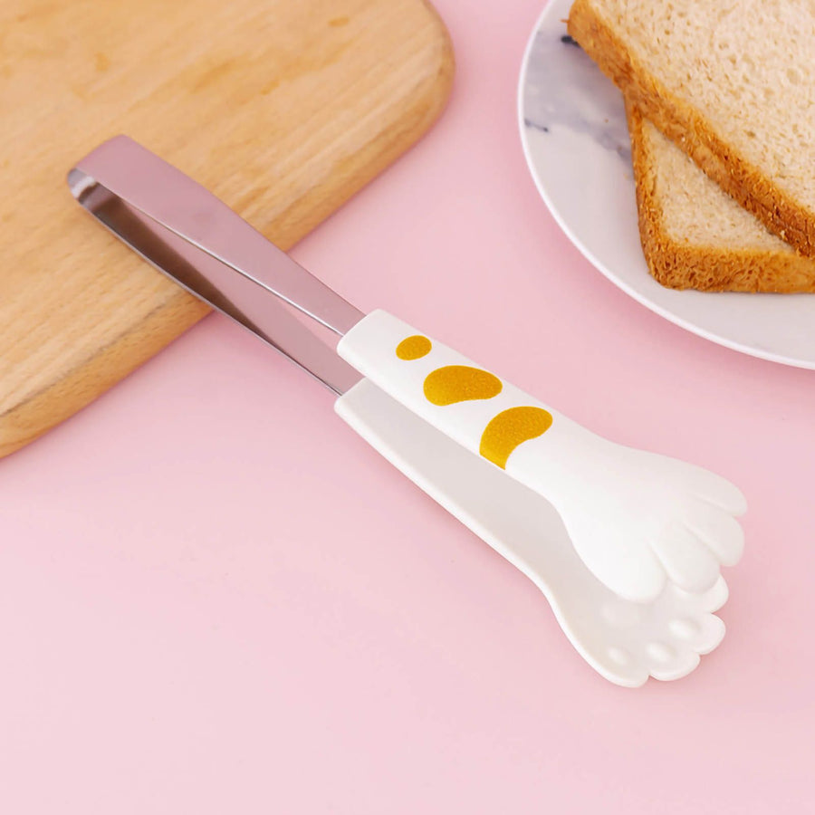 Kitchen Cooking Tong Cute Cat Paw Shape Stainless Steel Small Salad Barbecue Food Tong White S