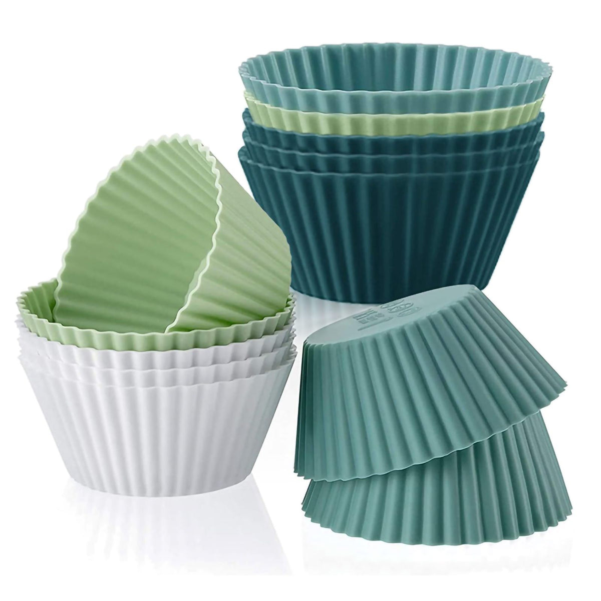 Muffin Cup Morandi Color Round Egg Tart Steamed Egg Silicone Complementary Food Mold 12Pcs