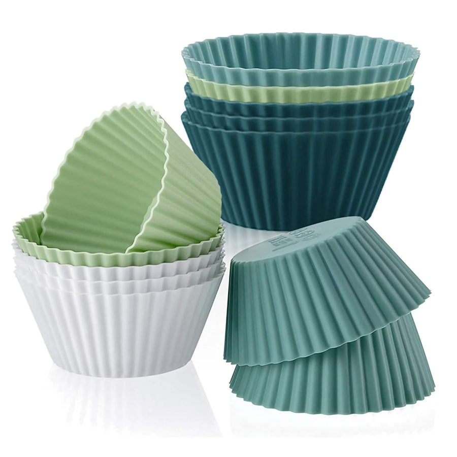 Muffin Cup Morandi Color Round Egg Tart Steamed Egg Silicone Complementary Food Mold 12Pcs