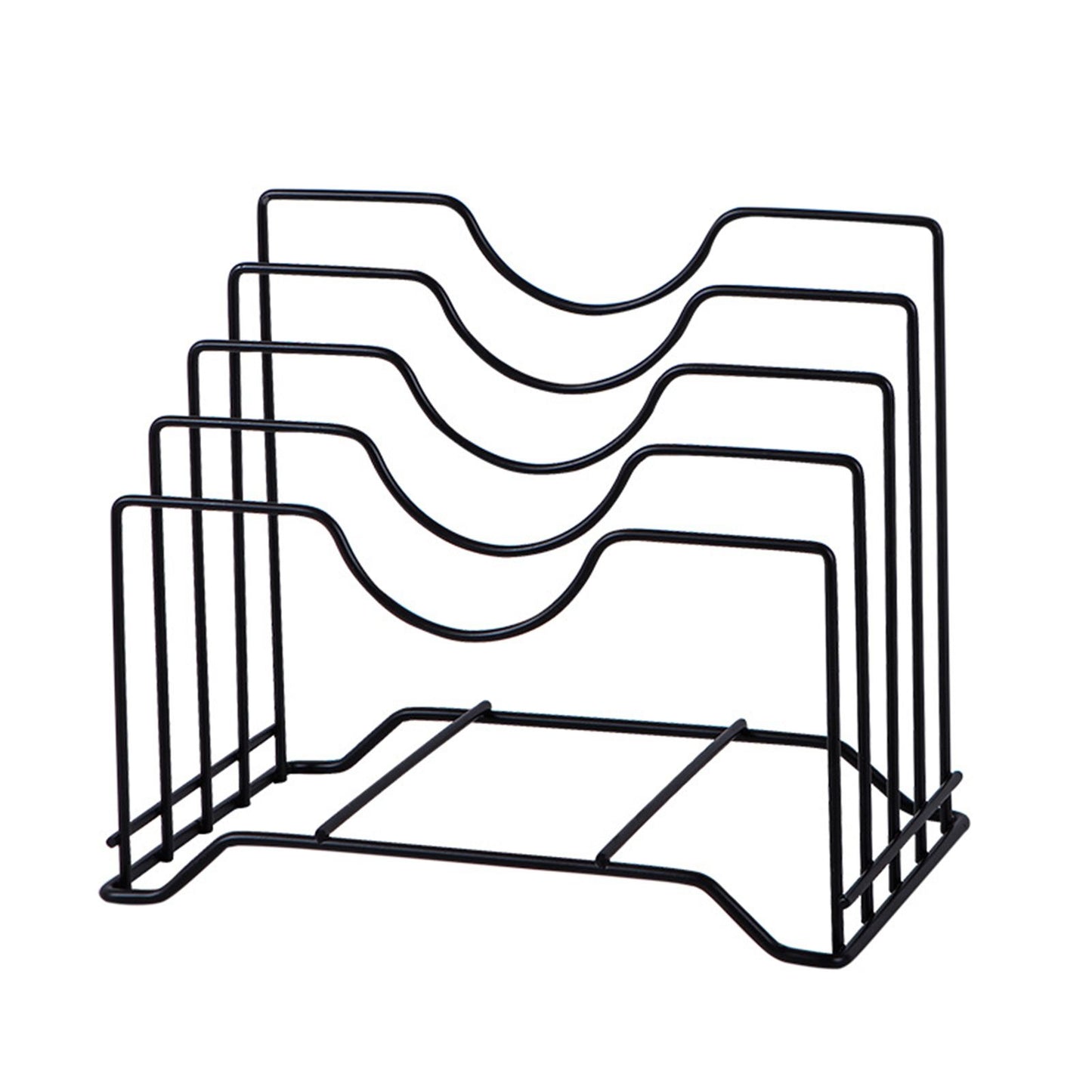 Chopping Board Storage Rack Iron 4 Slots Integrated Pot Lid Holder for Kitchen Countertop Black