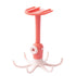 Kitchen Wall Mounted Hook Traceless 360 Degree Punch Free with 6 Hook Kitchen Utensil Hanger for Storage Pink