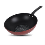 Frying Pan Flat Bottom Cooking Wok Cast Iron Kitchen Ware with Handle for Soup Stew 32cm / 12.6in