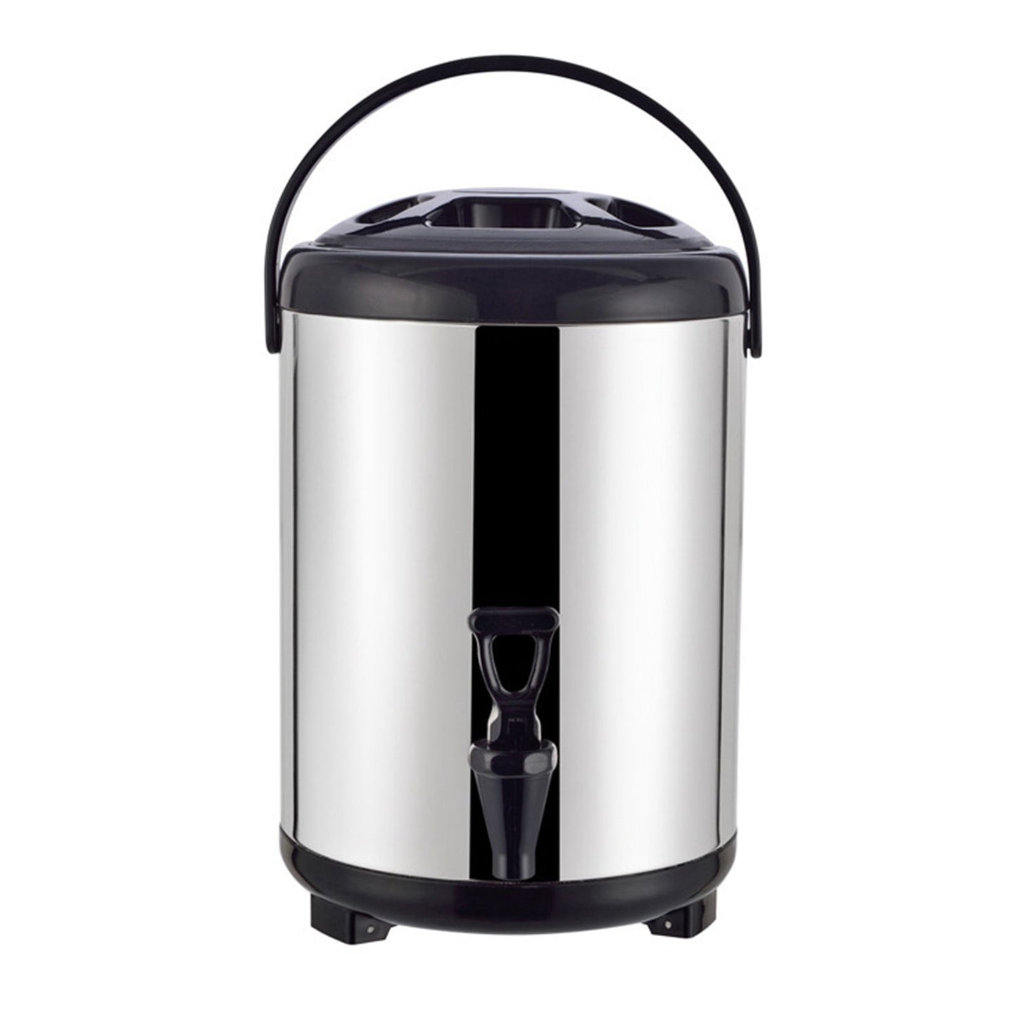 Insulated Hot and Cold Beverage Dispenser Bucket Stainless Steel Beverage Dispenser with Spigot for Milk Tea 8L Steel Color (Black Cover)