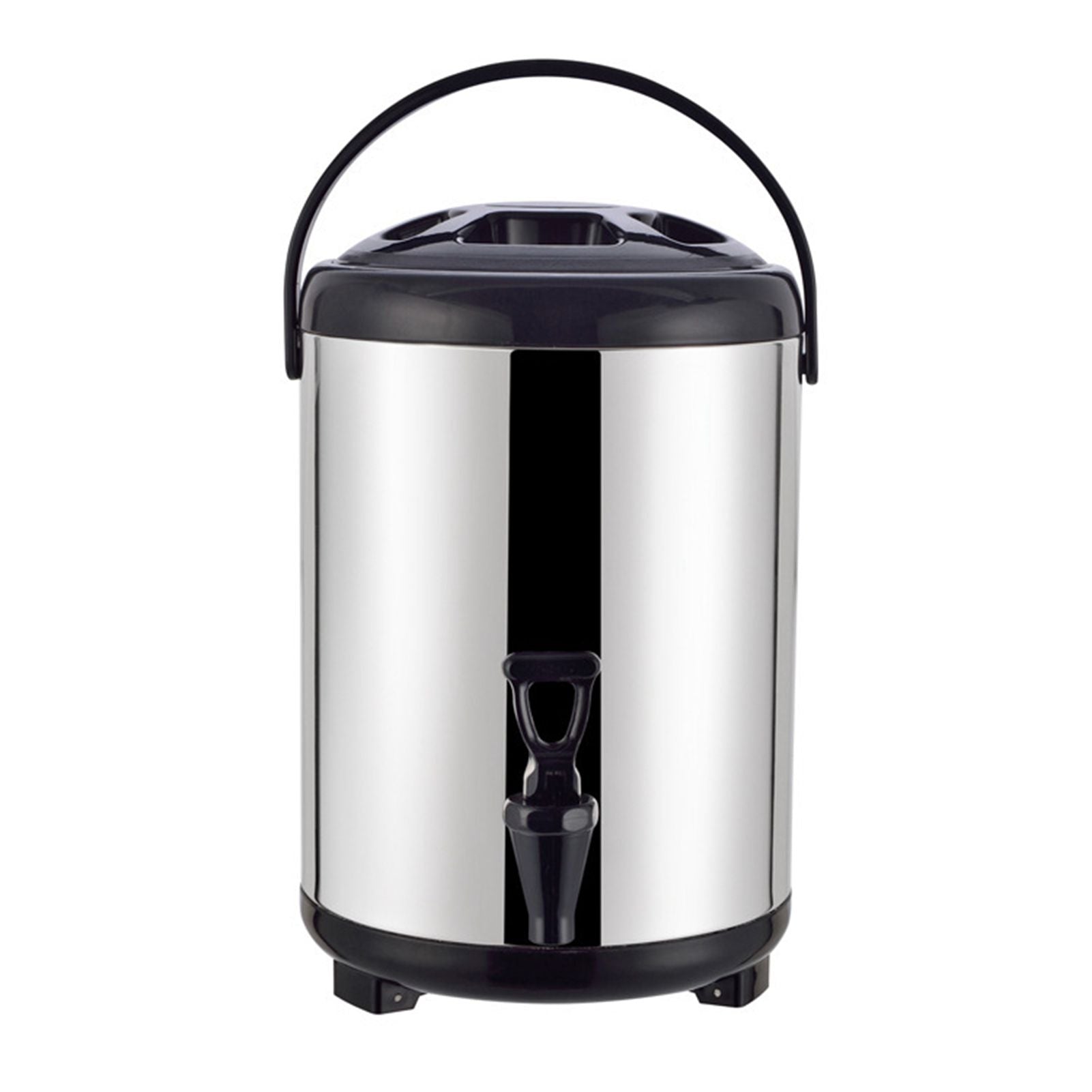 Insulated Hot and Cold Beverage Dispenser Bucket Stainless Steel Beverage Dispenser with Spigot for Milk Tea 8L Steel Color (Black Cover)