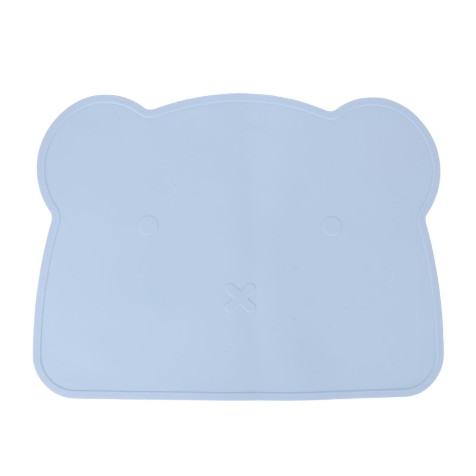 Silicone Placemat Thicken Heat Insulation Anti Slip Soft Elastic Silicone Bear Placemat for Home Hotel Restaurant Blue